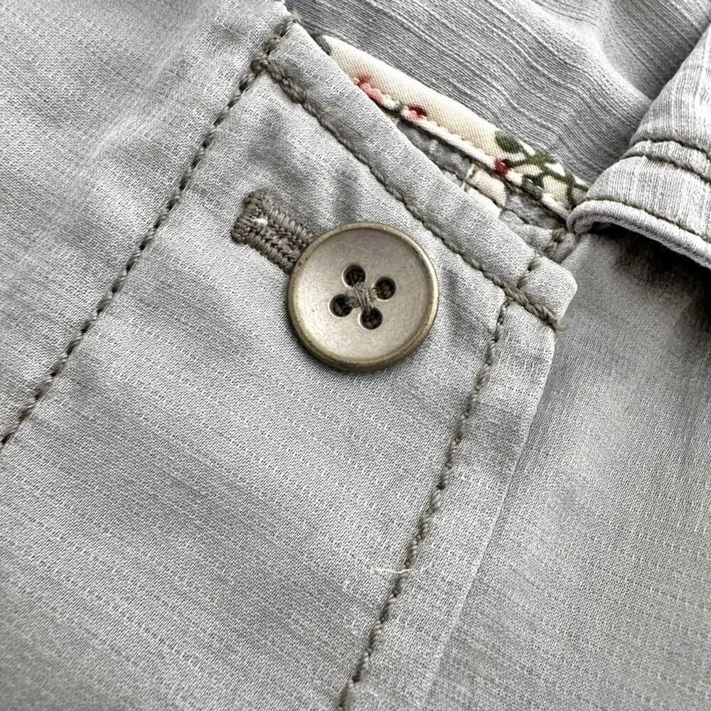 ANTHROPOLOGIE | Light Sage Green Jacket Linen Floral Piped Trucker Jacket | XL - Picture 12 of 15